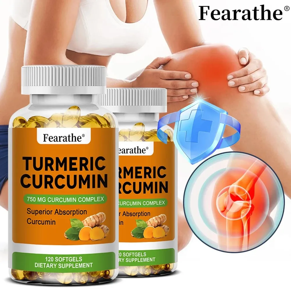 Organic Turmeric Curcumin Capsules - 750 Mg Highest Potency Curcumin Complex for Cardiovascular Bone Muscle Brain Health — image 1