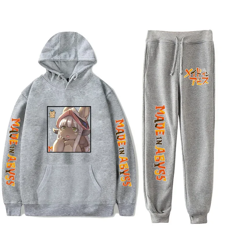 Harajuku Comfortable Made in abyss Print Sweatshirt Sweatpants Suit Men/Women Hoodies+ Trousers Suit Cute 2 Piece Set Clothes