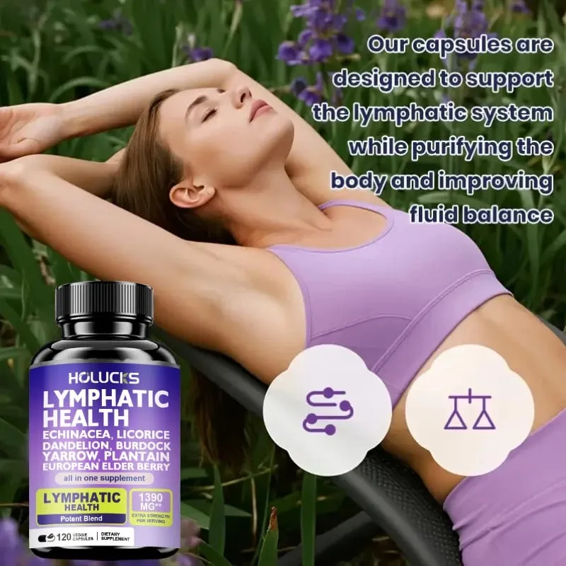 Lymphatic Capsules 1300mg Supplement Support Aids Lipedema Hormone Balance Natural Detox for Clear Skin & Vitality — image 3