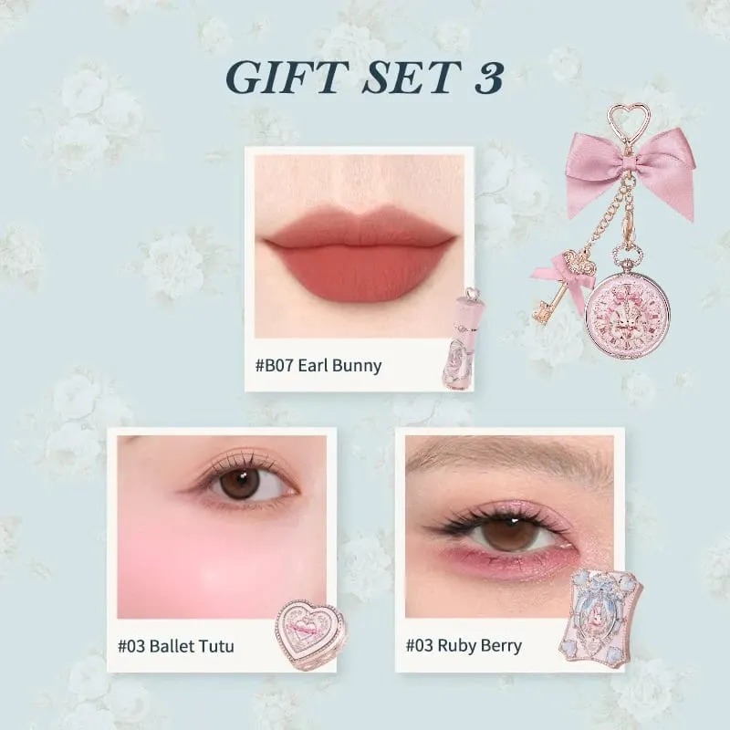 Flowerknows Bunny Garden Collection Gift Set Makeup High Pigment Palette Lip Balm Keychain Velvet Matte Lipstick Cream Blush Set