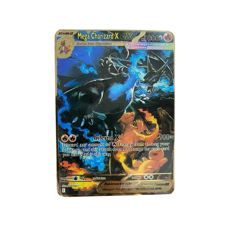 Pokemon Kartı Vmax Metal Pokémon Mektupları Pikachu Gx Mewtwo Charizard Vstar Anime Oyunları Oyuncaklar Altın Demir Oyun Kartları Çocuklar Hediyeler