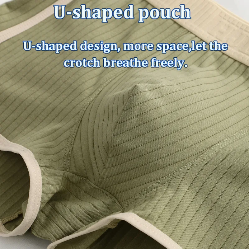 5PCS/Pack Fashion Dopamine 100% Cotton Solid Striped Men's Underpants Breathable Mesh Pouch Panties High Elastic Men Underwear — image 9