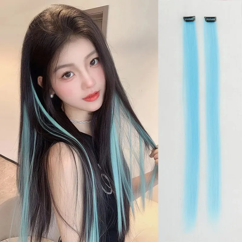 Pick dye wig piece female color hanging ear dye one-piece simulated long straight hair extension piece — image 8