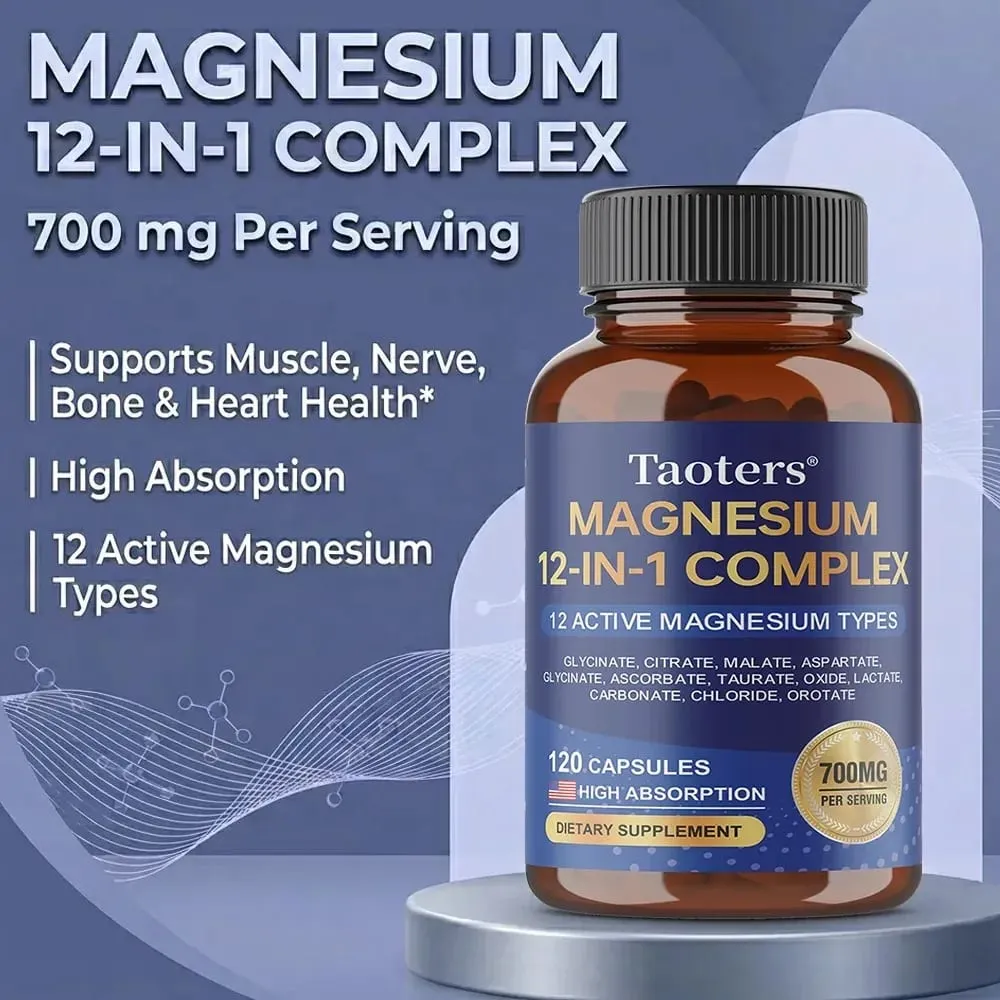 Magnesium 12-IN-1 Complex - Supports Heart and Bone Health Aids Relaxation Improves Muscle Strength and Boosts Immunity