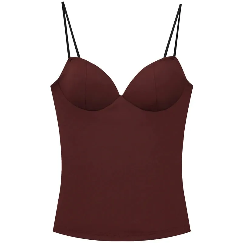 Burgundy Slip Top Women Summer Sexy Corset Tanks & Camis Fashion Sleeveless Backless Bra Top Chic Elegant Bustier Camisole — image 2