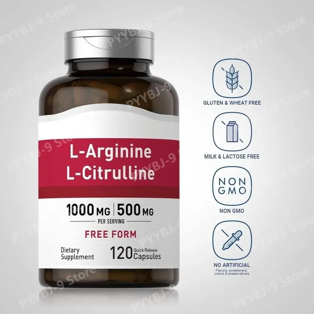 1500 ملغ من إل-أرجينين وإل-سيترولين في كل جرعة، مركب حر من الأحماض الأمينية للرجال والنساء، غير معدل وراثيًا، خالي من الغلوتين، 120 كبسولة — image 4