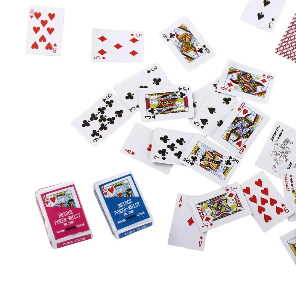 1:12 Dollhouse Accessories Mini Poker Cards Miniature Dollhouse Miniature Games Poker Mini Playing Cards Playing Poker Cards