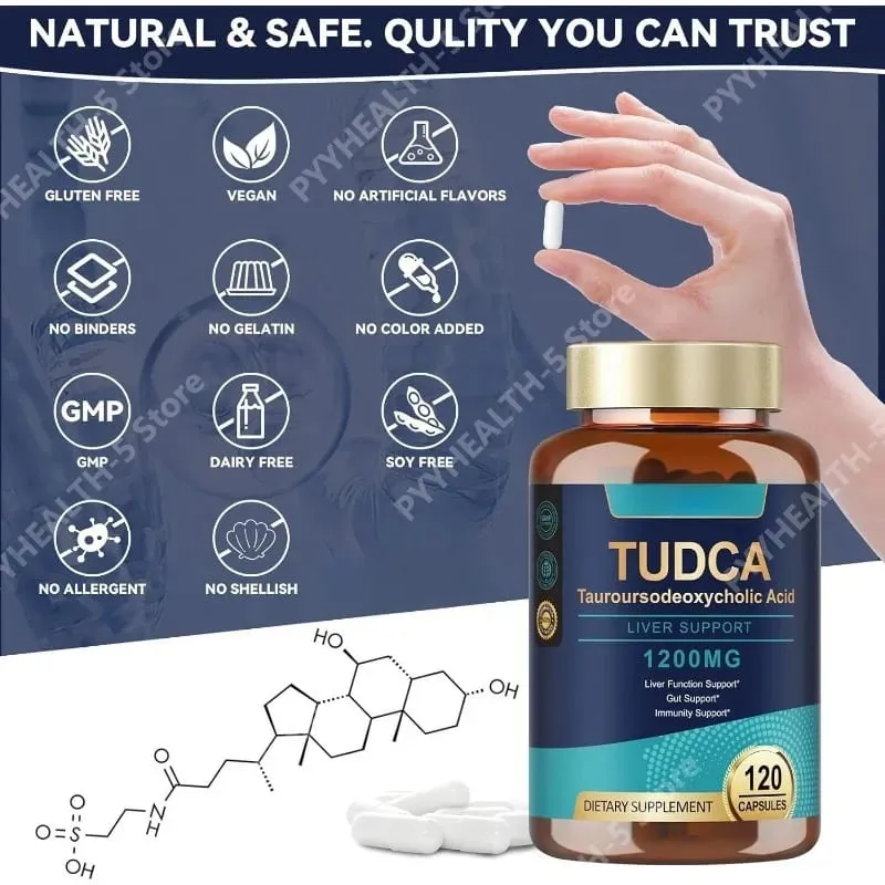 Bile Salts 120 Capsules Ultra Strength Pure TUDCA Liver Supplements Liver and Gallbladder Cleanse & Repair Vegan — image 3