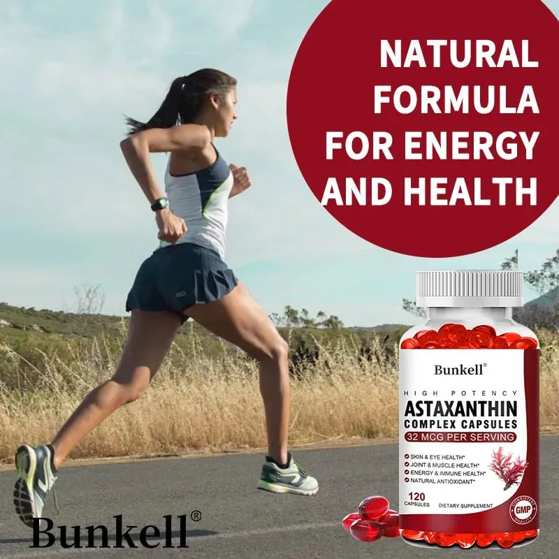 Bunkell Vegan Astaxantina com Óleo de Peixe e Antioxidante de Óleo de Krill Antratic Suporta Cápsulas Não-OGM para a Saúde Celular da Pele dos Olhos — image 3