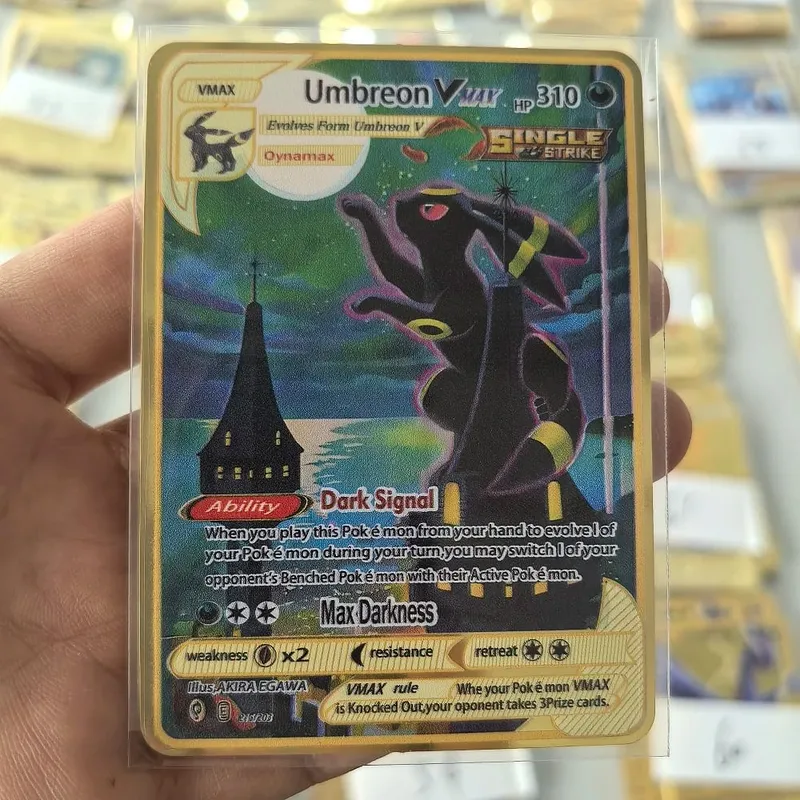 10000HP Charizard Vmax Pokemon การ์ดโลหะการ์ดภาษาอังกฤษ Arceus GX Vstar V Golden Limited เด็กของขวัญเกม Battle Collection การ์ด