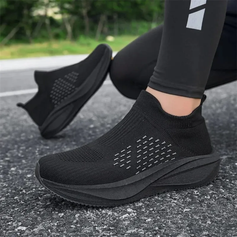 Unisex Slip on Sock Running Shoes Breathable Knit Mesh Sneakers Lightweight CushionThick SoleNonSlipWalking GymAthletic Footwear — image 3