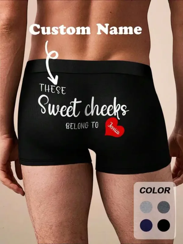 Boxers avec nom personnalisé pour hommes, slips en coton personnalisés avec nom au dos, cadeau pour lui, mari, petit ami, anniversaire, Saint-Valentin