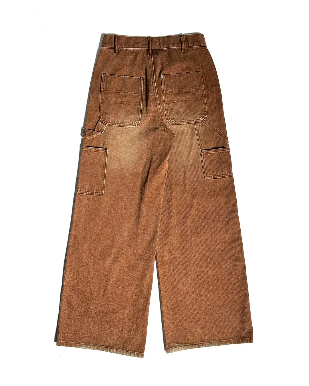 Jean de charpentier marron pour hommes et femmes, Streetwear décontracté, poches lourdes brodées, jambes larges, pantalon à la mode, coupe ample et douce, Y2K