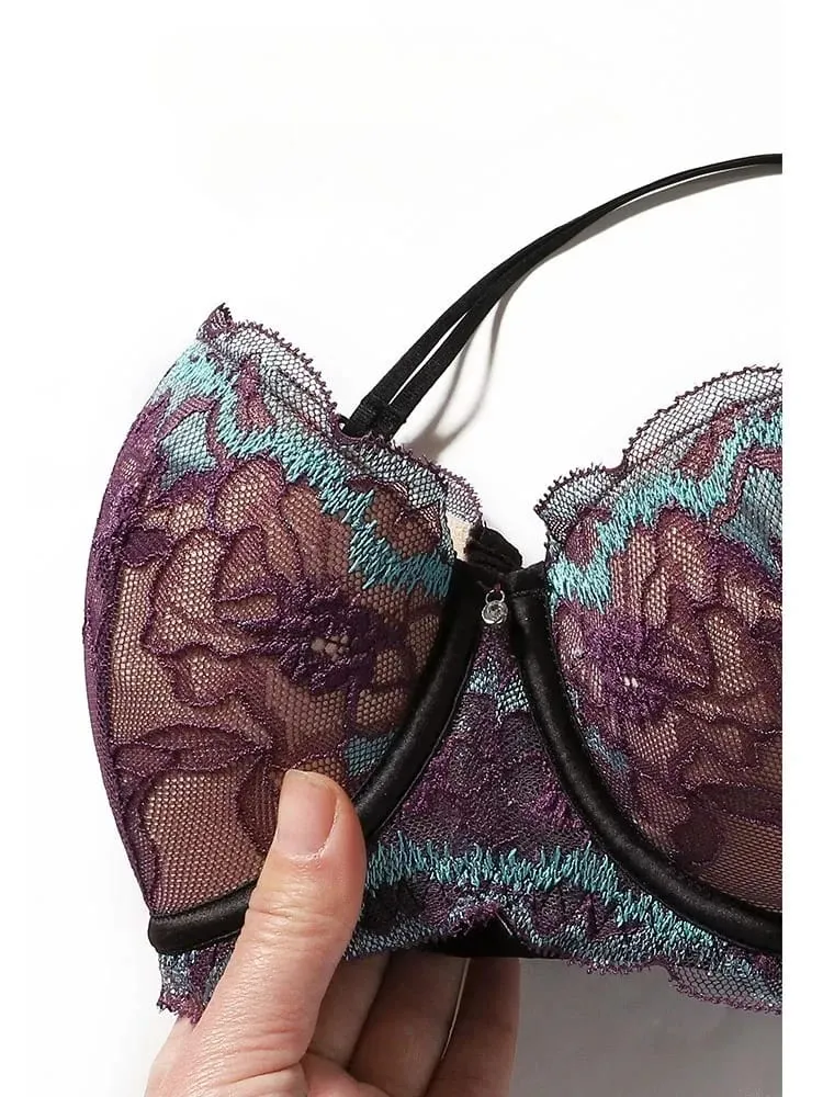 Hot Sale Purple Minimizer Bra Plus Size Soft Lace Wireless Anti Sagging Big Bust Look Smaller Breathable Bras M-XL
