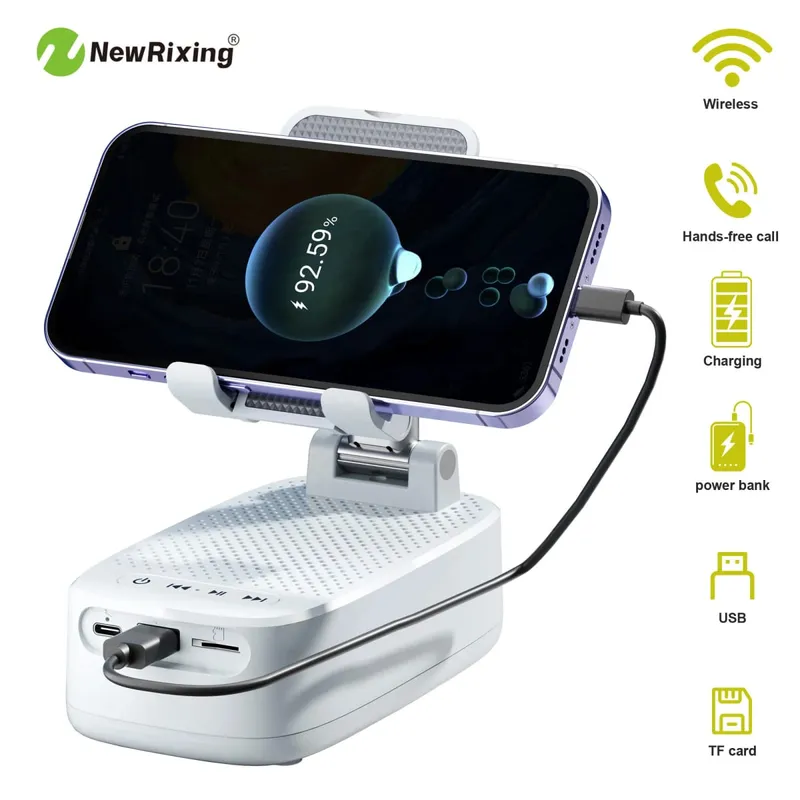 Wireless Phone Holder Portable Speaker Speaker Phone Holder Emergency Power Bank 1800mAh Battery USB Charging Hands-Free — image 7