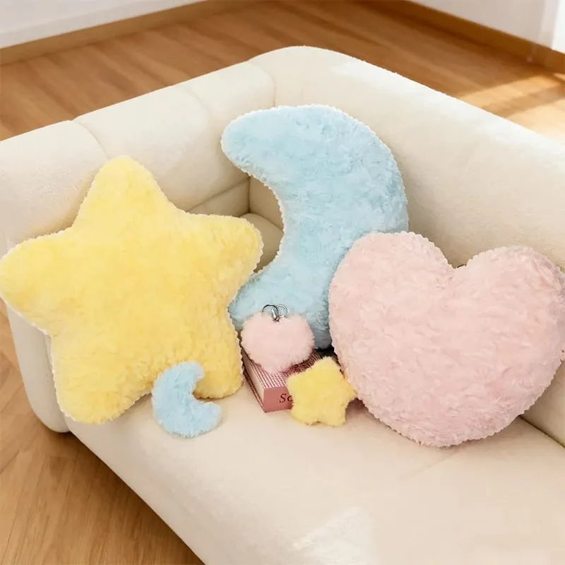 Colorful Sky Pillow Stuffed Moon Star Heart Plush Cushion Sofa Chair Back Support Plushie Decoration Gift — image 3