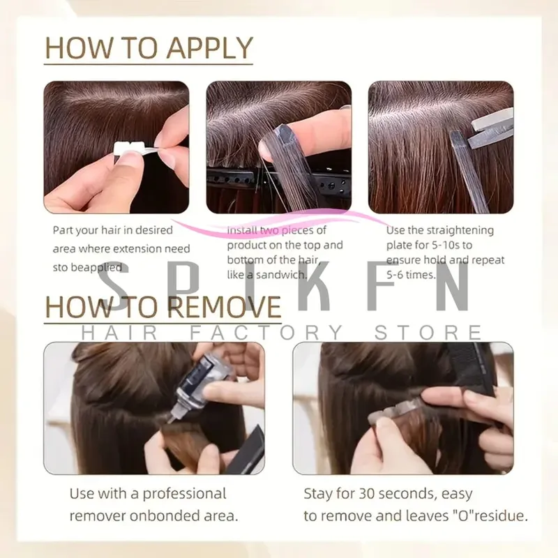 Mini bande naturelle noire brune blonde dans les Extensions de cheveux humains 12 "-20" bande adhésive de trame de peau bande de cheveux Ons 10 pcs/paquet pour les femmes