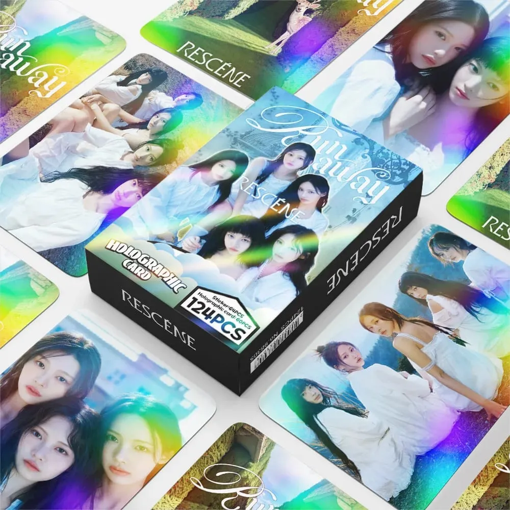 124Pcs/Set Idol RESCENE Total Link New Album Pretty Girl Laser Cards And Stickers Postcards Woni Liv Minami May Zena Fans Gifts — image 4