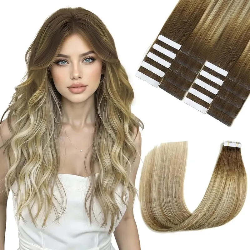 Wholesale Double Drawn Cuticle Aligned Virgin Hair Tape in Human Hair Extension 18-24inch Total 15 Colors