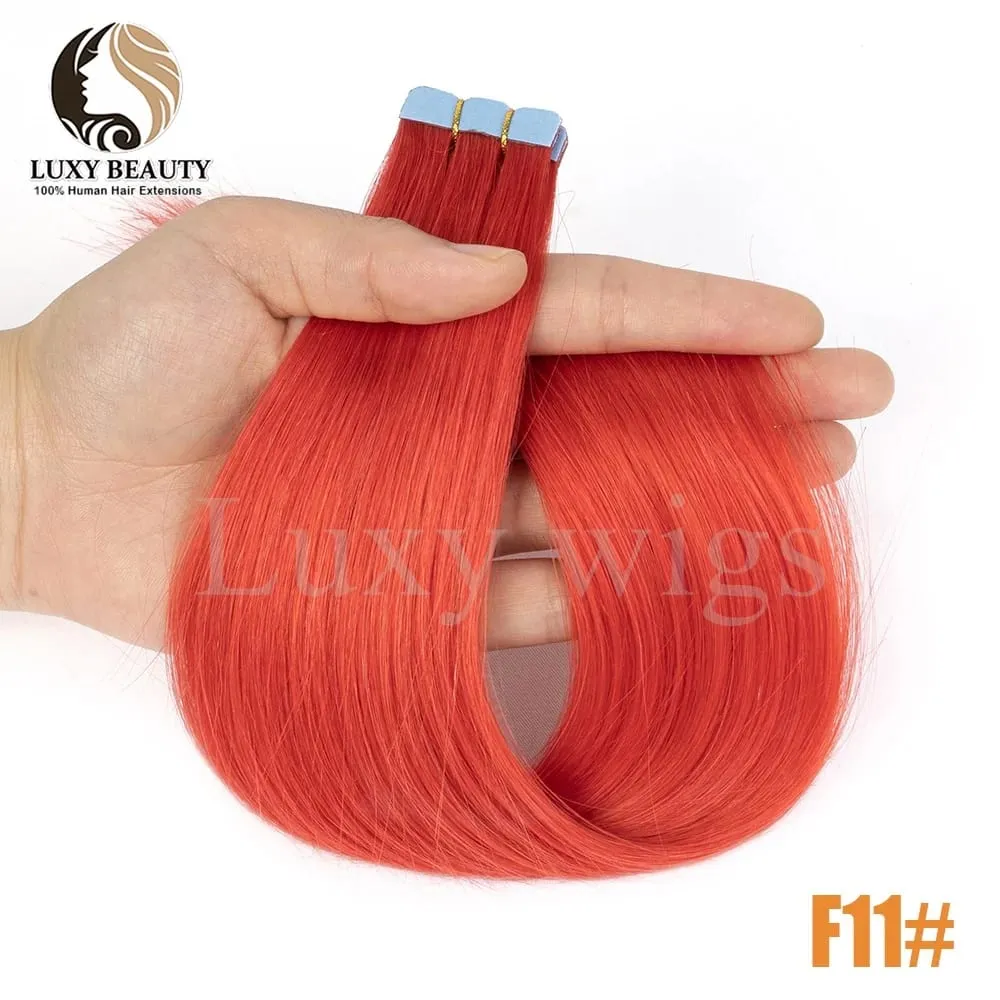 Colored Pink Mini Tape in Human Hair Extensions Invisible Seamless Tape in Hair 10pcs Pink Red Green Purple Blue Mini Tape Hair — image 17