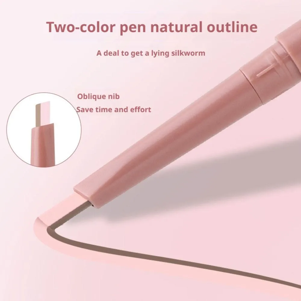3 in 1Double Ended Lying Silkworm Pencil Highlighter Pen Nude Liquid Contour Liner Eye Makeup Stick With detail brush