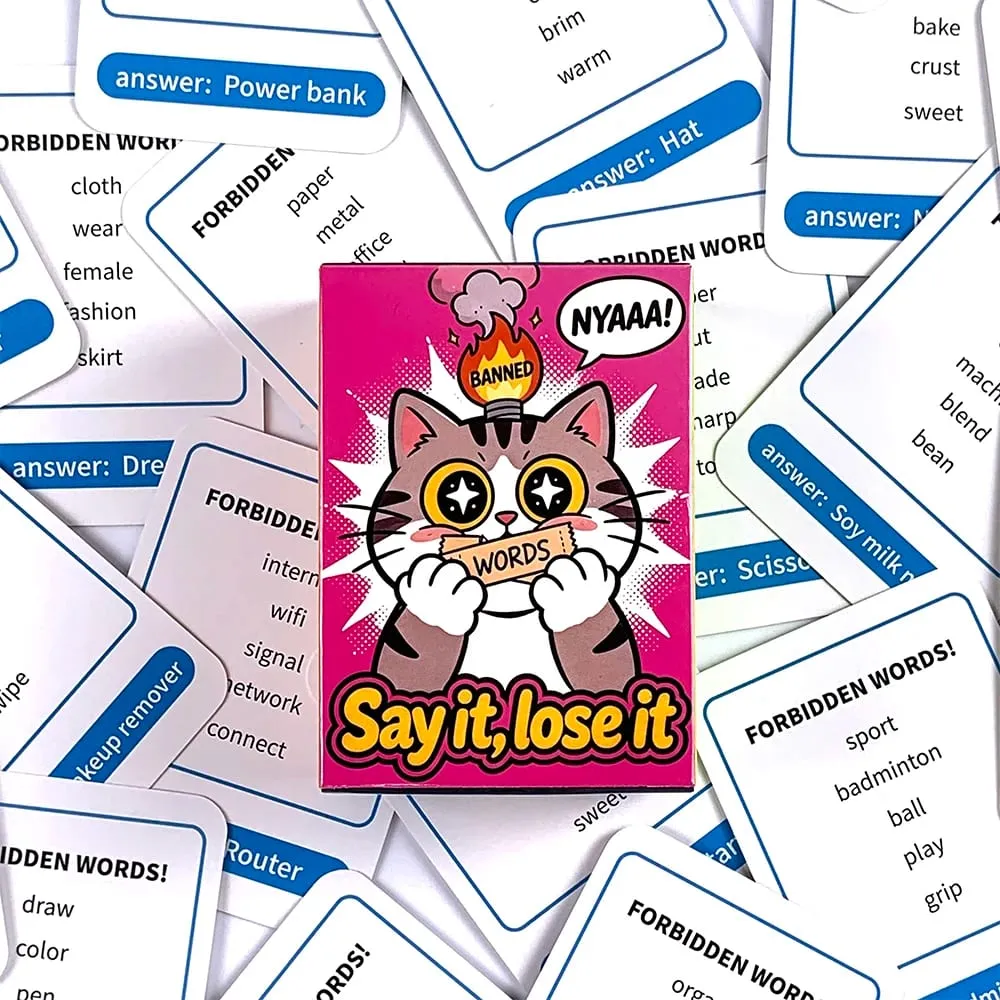 Say It Lose It Banned Words Guessing Card Game Cartoon Cat Design Family Party Interactive Board Game Holiday Entertainment Game — image 3