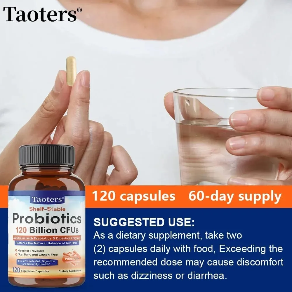 Probiotics 120 Billion CFUs 34 Strains with Organic Prebiotics & Digestive Enzymes Digestion & Immunity Health for Women & Men — image 6