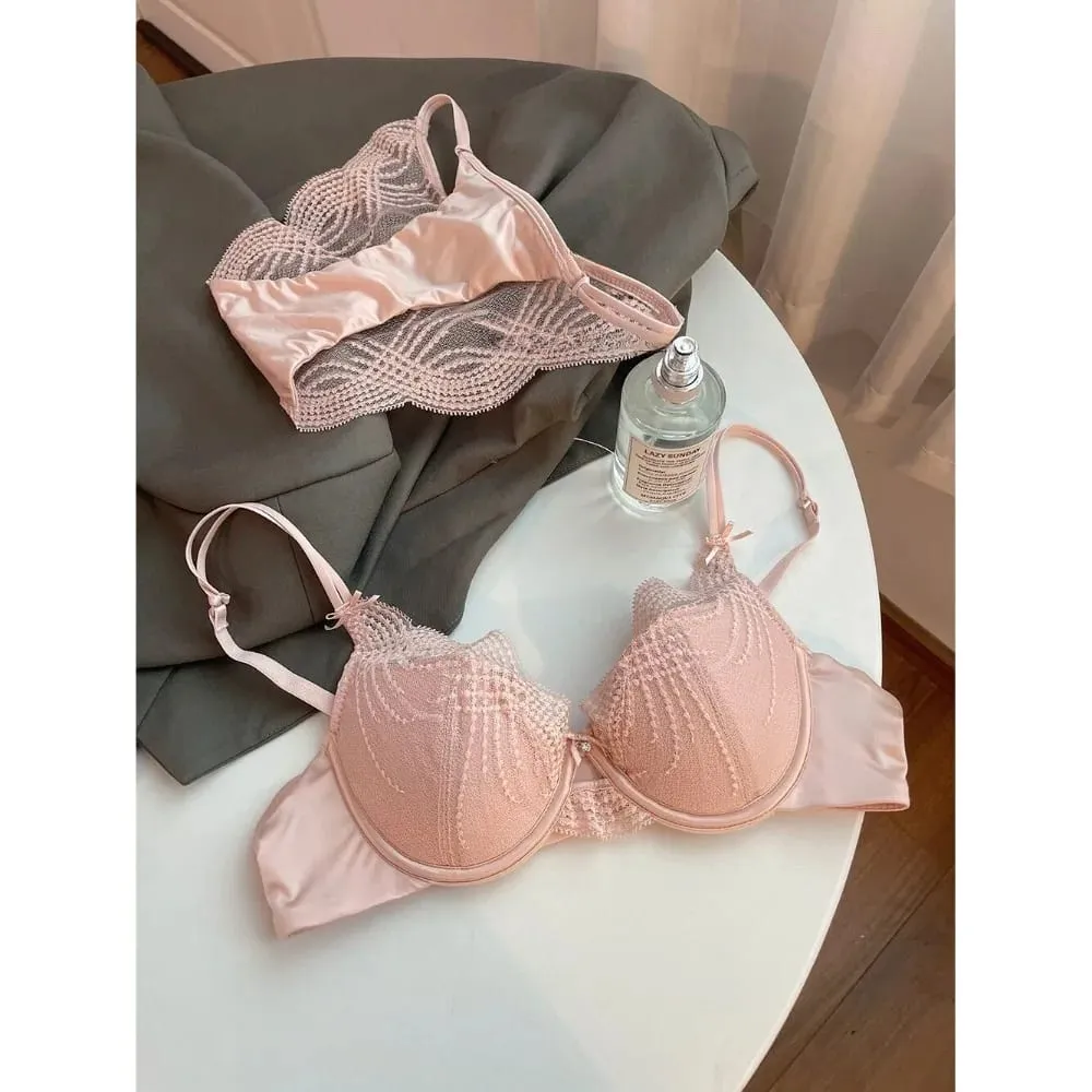 Ladies 2 Pieces Lace Underwear Suit Pure Desire Deep V Low Neck Thin Strap Soft Underwire Push Up Bra Briefs Sexy Lingerie 32‑38 — image 5
