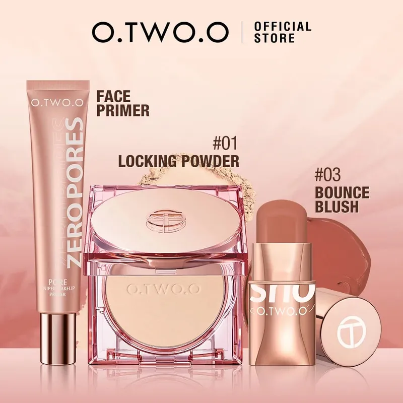 O.TWO.O 3pcs Makeup Set 3 In 1 Lipstick Blush Stick SPF 30PA+ Face Setting Powder na Face Primer Makeup Base Cosmetics Kit