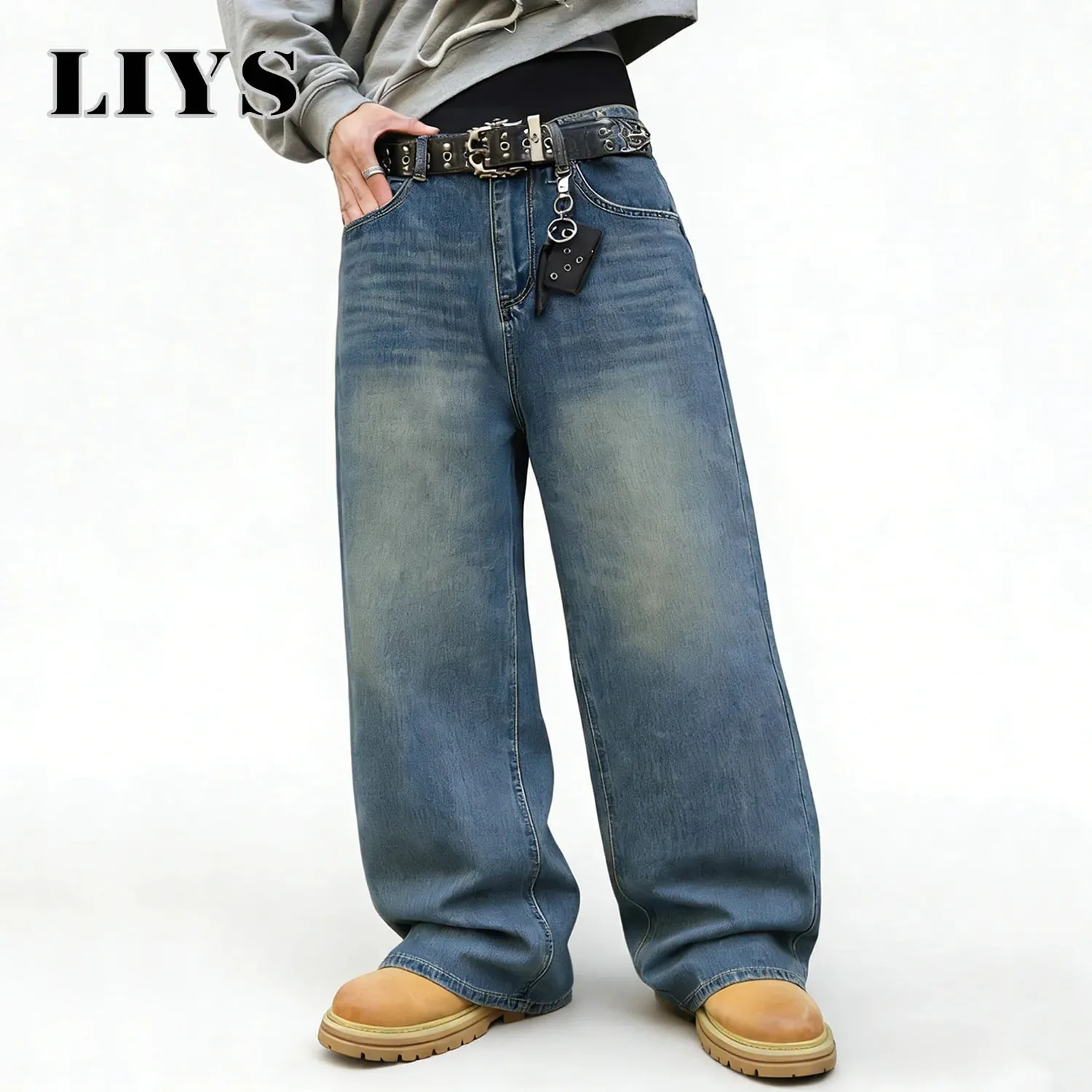 American Retro Men's Women's Ultra Baggy Wide Leg Jeans Four Seasons Street Oversized Fashion Denim Pants Unisex Clothes — image 5