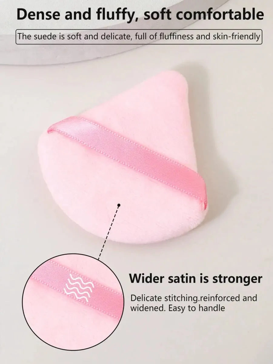 10 Pcs 삼각형 벨벳 파우더 퍼프 피자 가루 미니 페이스 메이크업 스폰지 화장품 빨 수있는 경량 메이크업 도구 — image 6