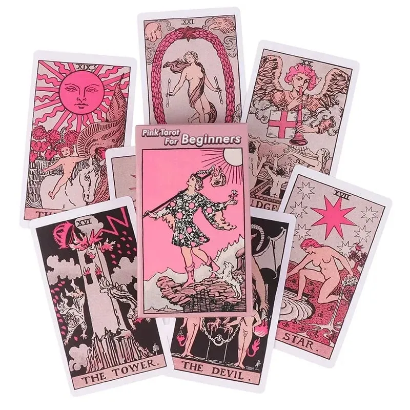 Pink Rider Waite Tarotkortsæt til begyndere Prophecy Divination Deck Family Party Board Skæbnekort Fortune Taling Game — image 4
