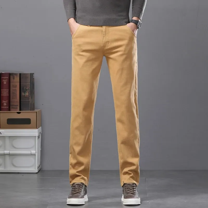 Cotton Elastic Men's Jeans Spring New Fitted Straight Business Casual Trousers Soft Comfortable Fashion Korean Denim Pants — image 10