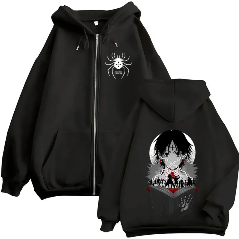 Anime Hunter X Hunter Chrollo Lucilfer Graphic Zipper Hoodies Men Women Clothing Oversized Zip Up Hooded Sweatshirts Streetwear — image 1