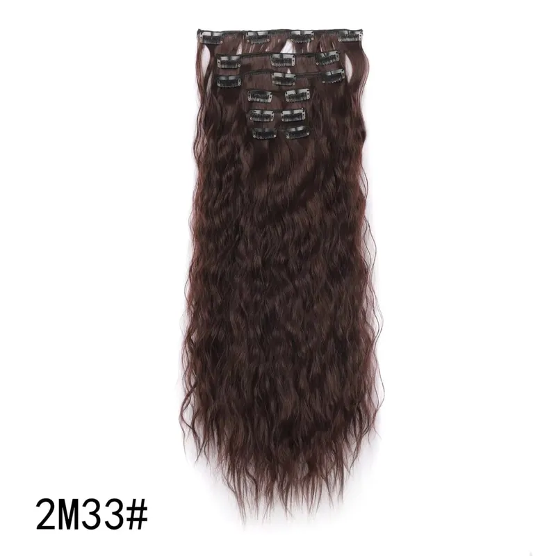 Alororo Synthetic Long Kinky Curly Clip In Hair Extension Full Head Afro Fake Hair Pieces Clip-on Blacke Brown Hair For Women