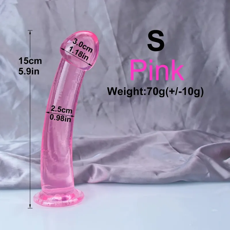 Dengan Harga Murah TPE Transparan Anal Plug Jelly Dildo 4 Ukuran Cangkir Hisap Ayam Vagina Masturbasi Lembut Penis Kecil Wanita Pria Mainan Seks