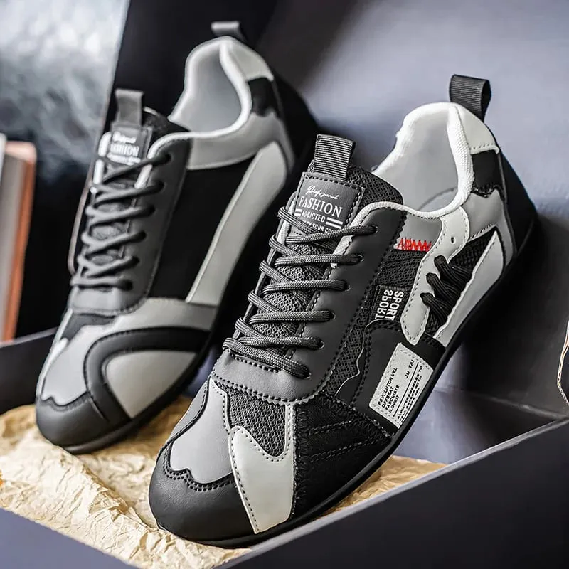 Men's Trendy Black and Gray Color-Blocked Mesh Breathable Casual Sports Shoes Summer Thin Retro Forrest Gump Shoes Lightweight Soft-Soled Shock-Absorbing Non-Slip Versatile Wear-Resistant Men's Shoes