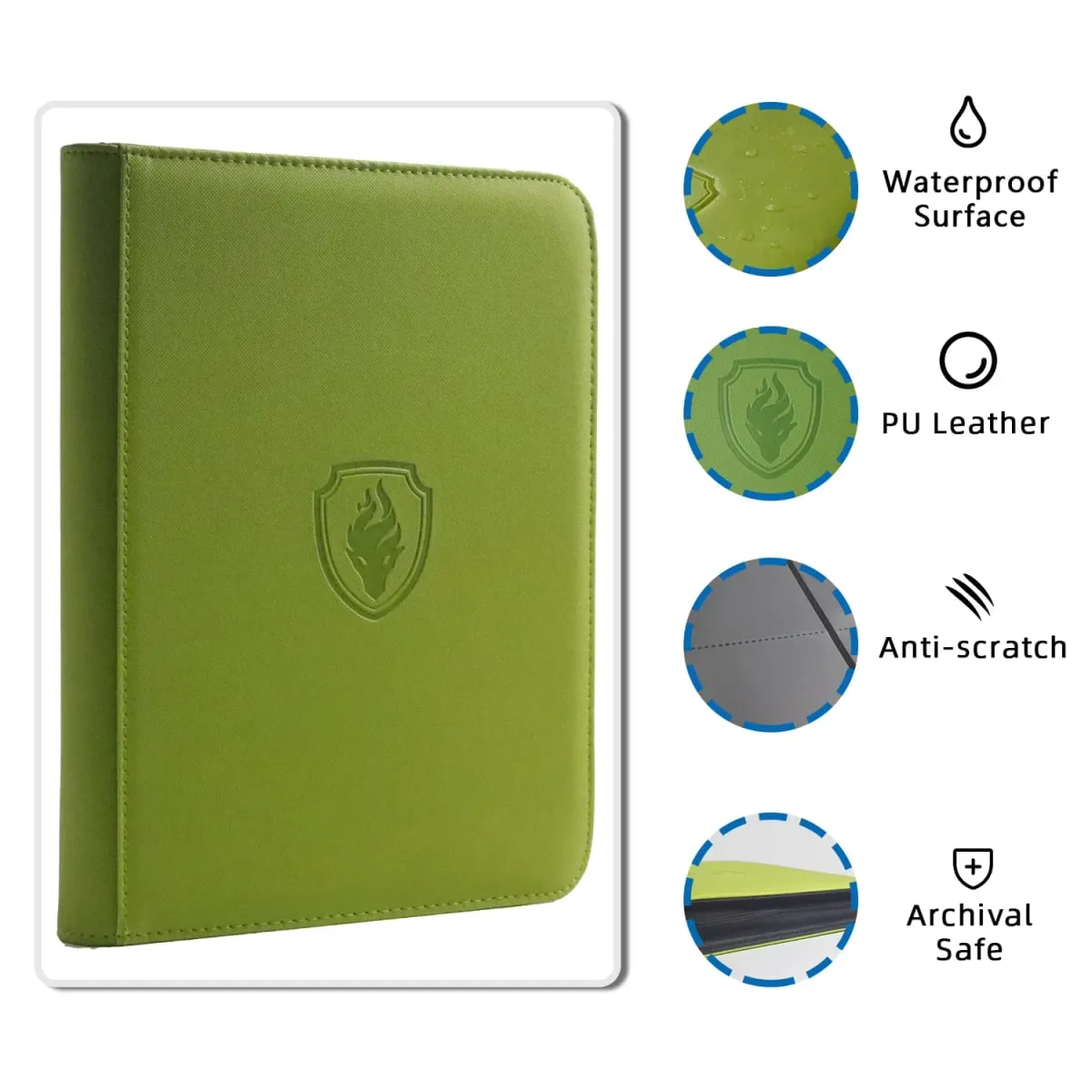 Holds 160 Cards|Trading Card Binder for 3”×4”Cards | 4-Pocket Double-sided Album |PU Leather Zipper Folder for TCG/Sports Cards — image 5