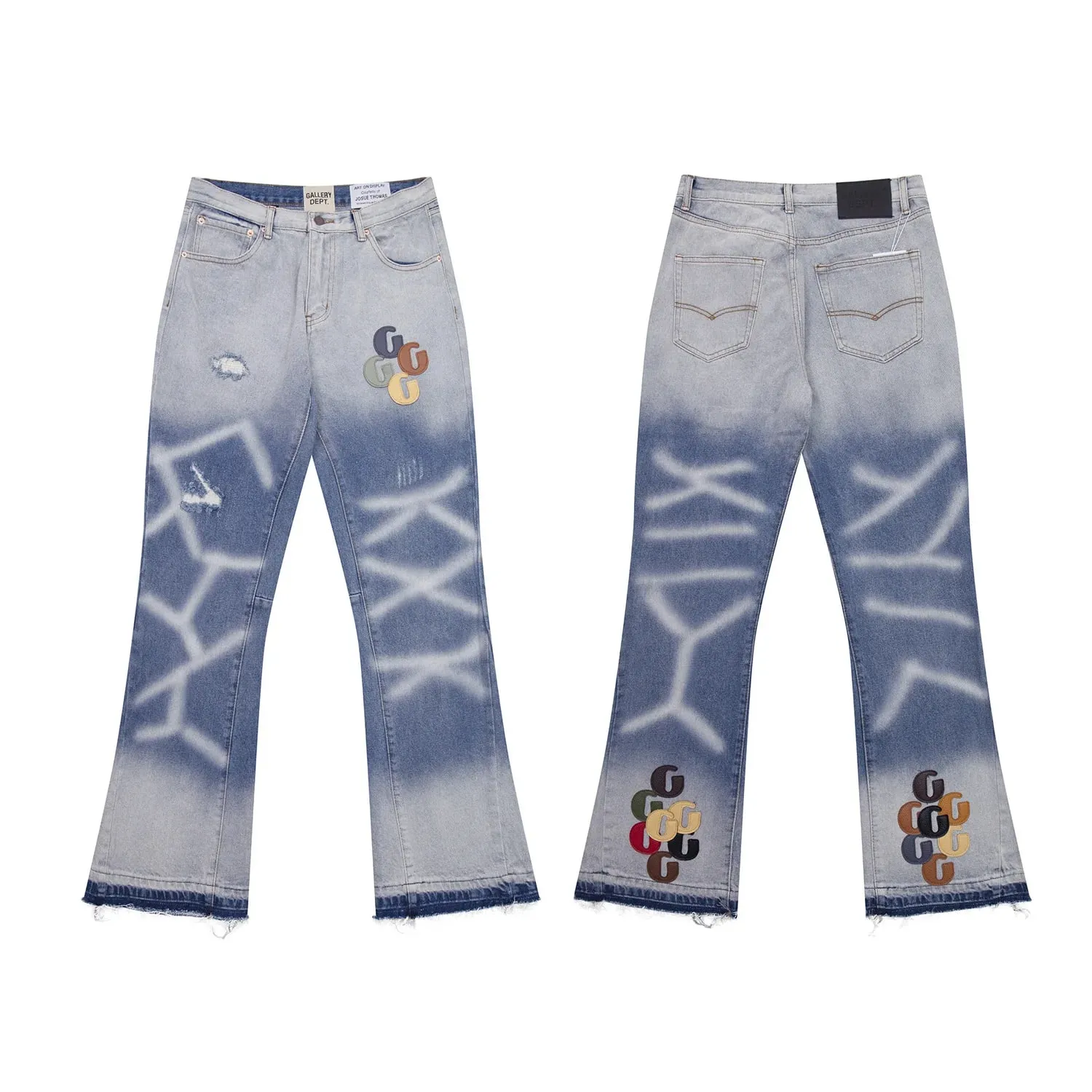 Denim Bell-bottoms Washed And Worn Patchwork Jeans — image 16