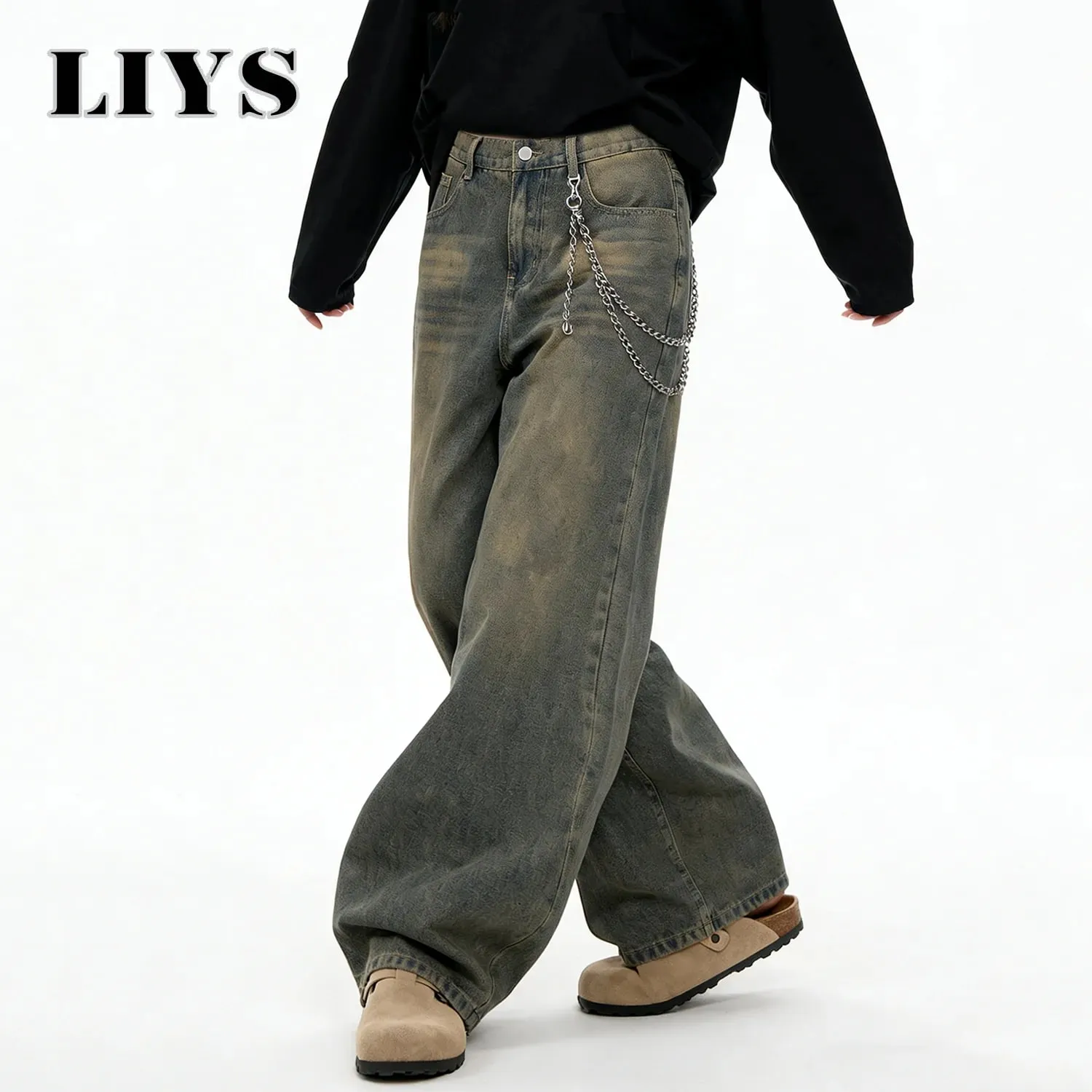 American Retro Baggy Wide Leg Jeans Men's Streetwear Distressed Y2K Clothing Casual Daily Four Seasons Denim Pants Unisex — image 6
