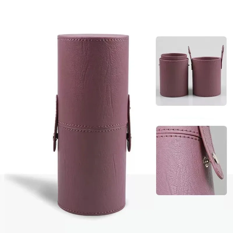 Balde de escova de maquiagem de couro do plutônio portátil viagem saco cosmético multi-função à prova de poeira à prova ddustágua cilindro de escova de maquiagem — image 11