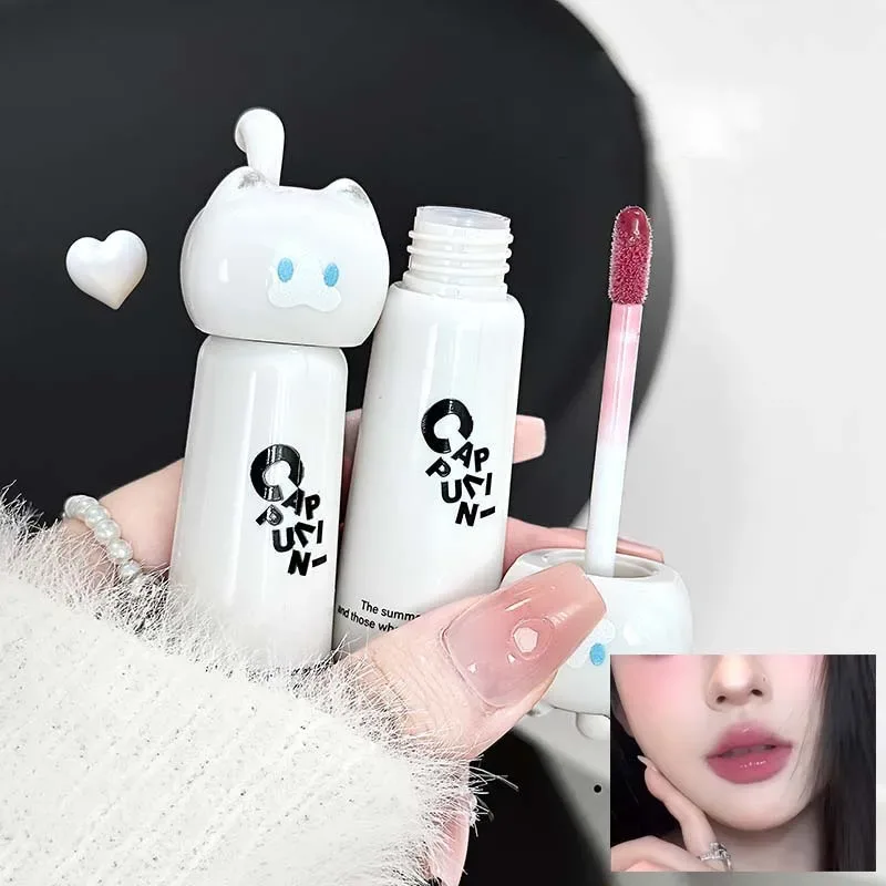 귀여운 고양이 워터 미러 립글로스 지속 모이스춰 라이징 로즈 살구 핑크 색조 립글레이즈 누드 립스틱 한국 메이크업 소녀 — image 5
