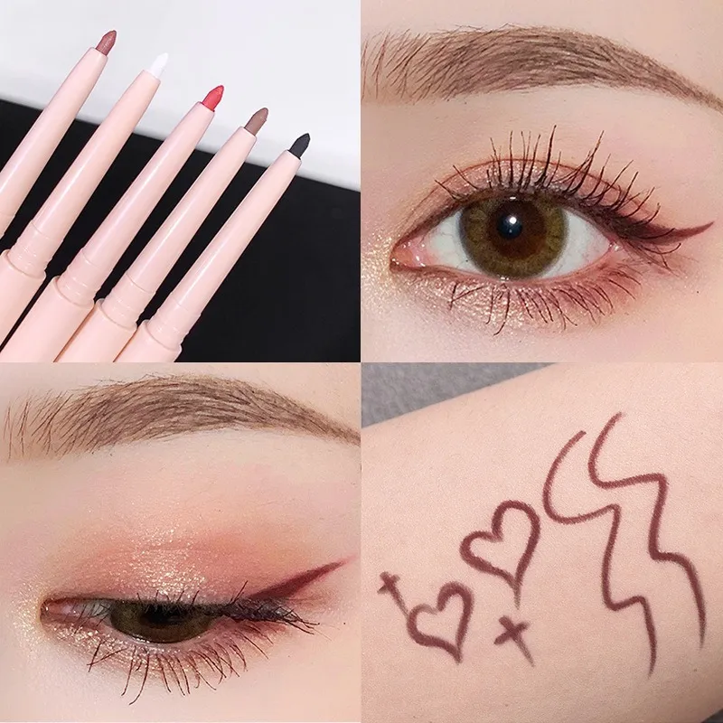 Ultra-fine Matte Red Gel Eyeliner Pencil Brown Under Eye Liner Pen Waterproof Matte Aegyosal Lying Silkworm Eyes Makeup — image 5