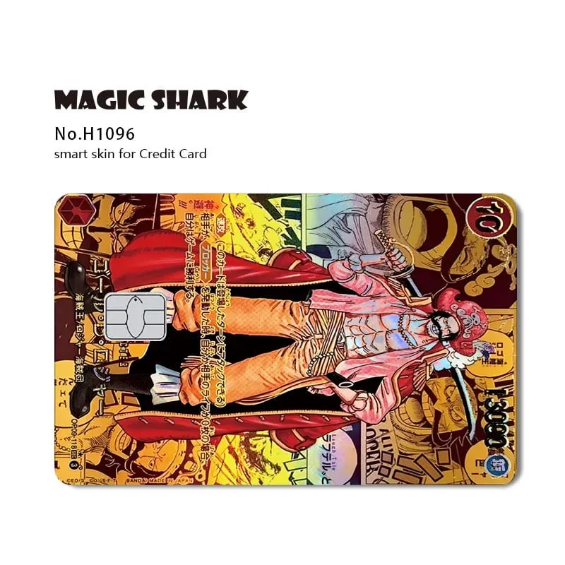 Magic Shark Luffy Nami Ace Zorro OP TCG Card Style Lazer Holographic Thin Sticker Film Skin for Debit Credit Card