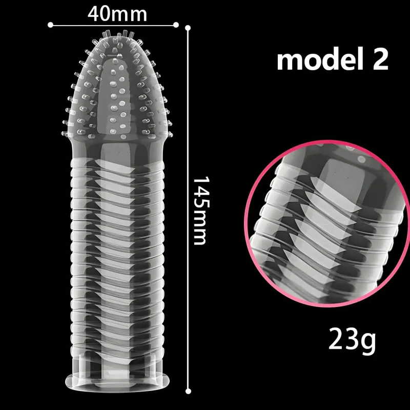 Penis Covers Extender Men's Condoms Crystal Penis Condoms Finger Cock Ring Adult Sex Toy For Sex Male Longer Lasting — image 13