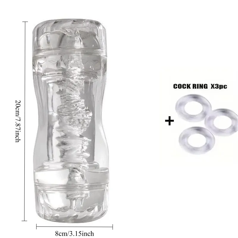 Male 3D Manual Masturbator Transparent Vagina Soft Pussy Sex Toys Realistic Adult Endurance Exercise Sex Toy Pocket Cup for Men