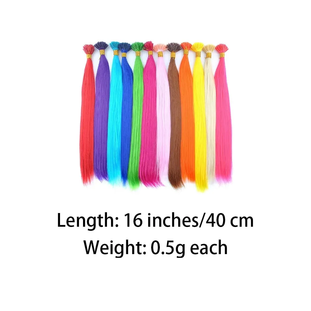 Extensiones de cabello en barra I-Tip de color sintético, 50 hebras por paquete, pelo liso de 16 pulgadas para mujeres, postizos de fibra de alta temperatura — image 4