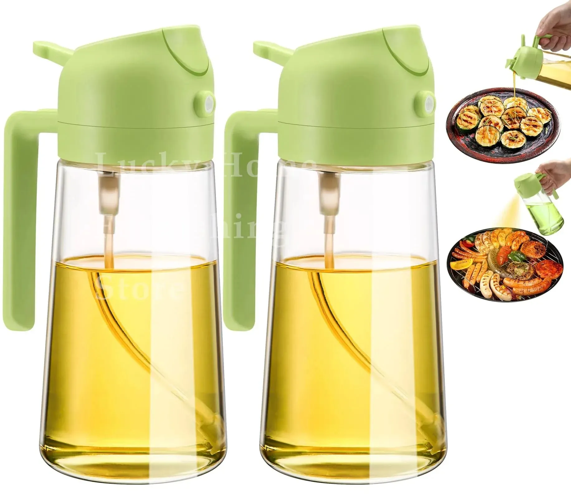 500ML 2-in-1 Dual Use Plastic Olive Oil Sprayer Dispenser Spray Pour Bottle Vinegar Mister Air Fryer BBQ Salad Kitchen Tools — image 11