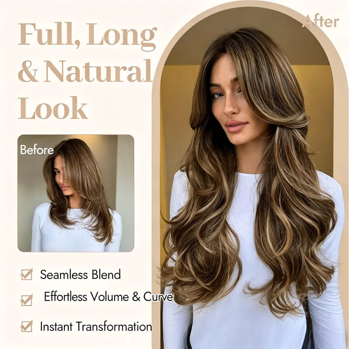 Clip In Hair Extension Curly 24 Inch 8 Pieces Hair Extensions for Women Daily Wear Work & Casual Styling Synthetic Hair Pieces — image 6