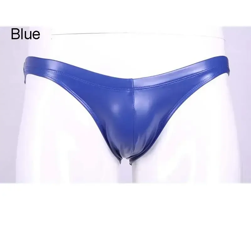 Oil Glossy Swimming Briefs PU Lather Elastic Low-rise Buttocks-Lifting Slip Bikini Shirring Crotch Seam Underwear Bathing Shorts — image 6